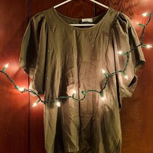 CLOSED Olive Green Peasant Sleeve Blouse